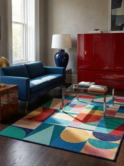 Wollteppich Geo-Patchwork Bunt 140 x 200 cm - DAHLIA | Kadima Design