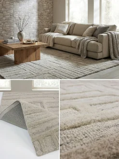 Wollteppich Kurzflor Natur 140 x 200 cm - EDALE | Kadima Design