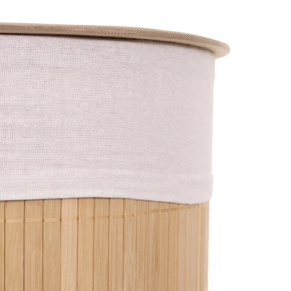 Wäschekorb MCW-C21, Laundry Wäschebox Wäschesammler Wäschebehälter Wäschetonne, Bambus rund 59x35cm 50l ~ naturfarben