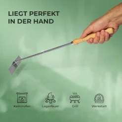 2x Aschekratzer mit Holzgriff Schürhaken Kohleschieber Feuerkratzer Glutschieber Kaminzubehör Kaminbesteck Stocheisen (2, Aschenkratzer)