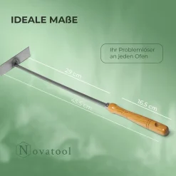 3x Aschekratzer mit Holzgriff Schürhaken Kohleschieber Feuerkratzer Glutschieber Kaminzubehör Kaminbesteck Stocheisen (3, Aschenkratzer)