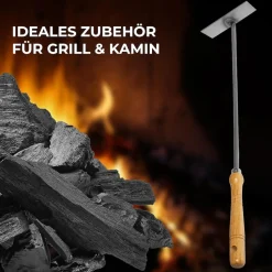 3x Aschekratzer mit Holzgriff Schürhaken Kohleschieber Feuerkratzer Glutschieber Kaminzubehör Kaminbesteck Stocheisen (3, Aschenkratzer)