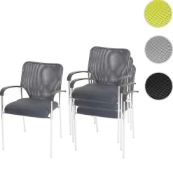 4x Besucherstuhl Tucson, Konferenzstuhl stapelbar, Stoff/Textil ~ Sitz grau, Rückenfläche grau